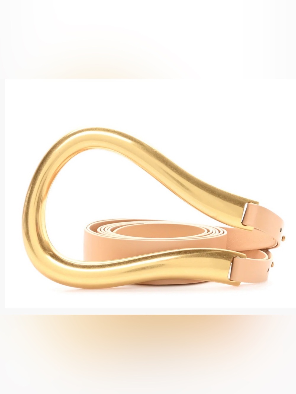 Bottega Veneta Peach Leather Belt with Gold Sculptural Buckle